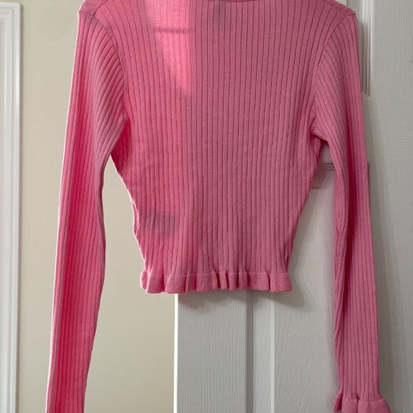 H&M Pink Button Up Ribbed Cardigan - Size XS - Picture 4 of 4